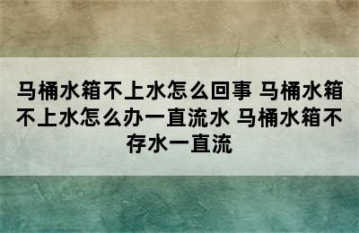 马桶水箱不上水怎么回事 马桶水箱不上水怎么办一直流水 马桶水箱不存水一直流